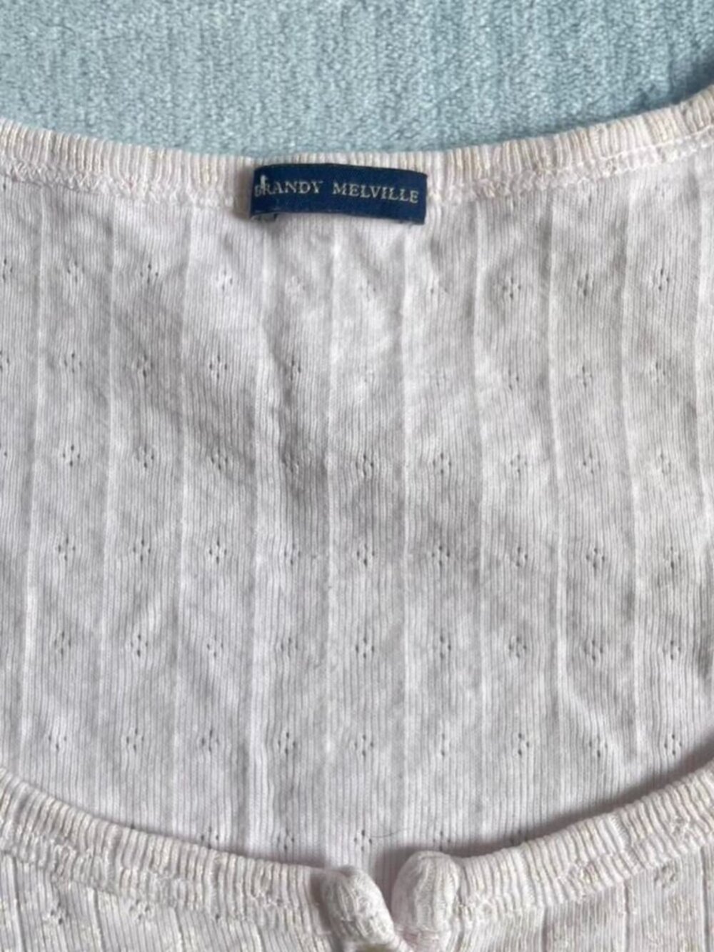 Brandy Melville Women's Pink and Cream Blouse - Picture 5 of 5